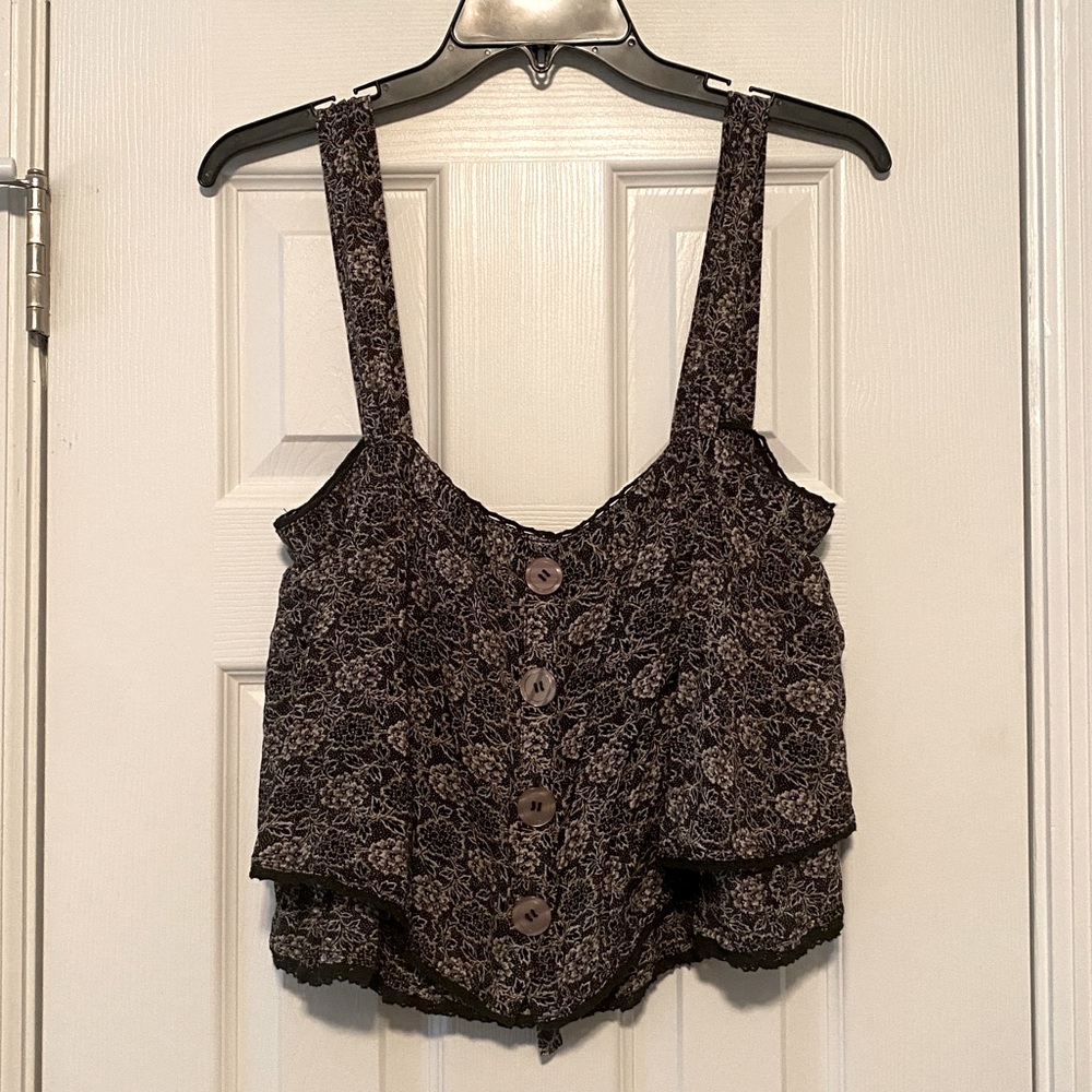 Free people tank top - floral small tie back - like new